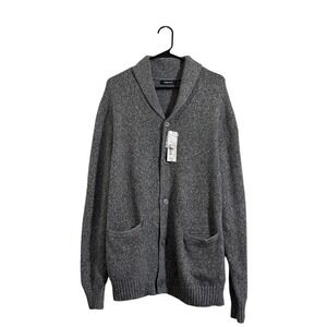 Claiborne Mens Shawl Collar Cardigan Sweater Gray Grandpacore Grunge 90s XXL-NWT